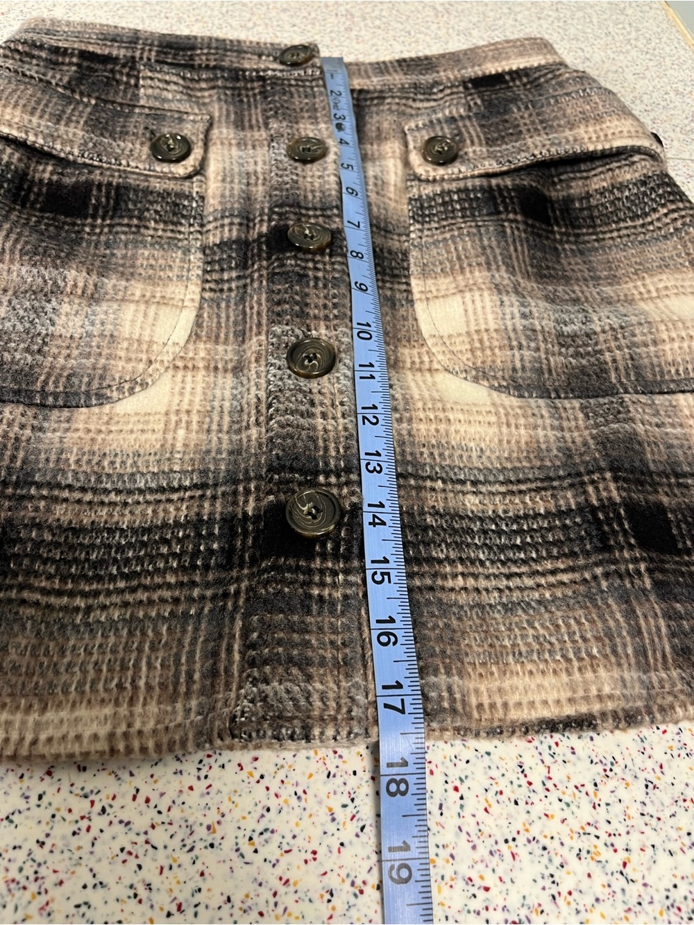 Toccin Patch Pocket Brown Plaid Mini Skirt A-Line Button Front Womens Size 4 NWT - Picture 6 of 6